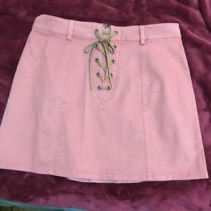 BRAND NEW corduroy pink skirt with lace up